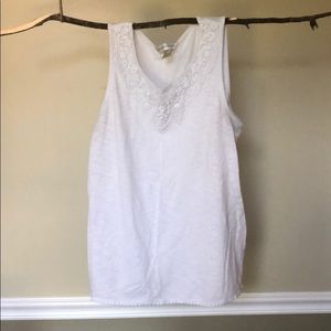 Embroidered white tank top